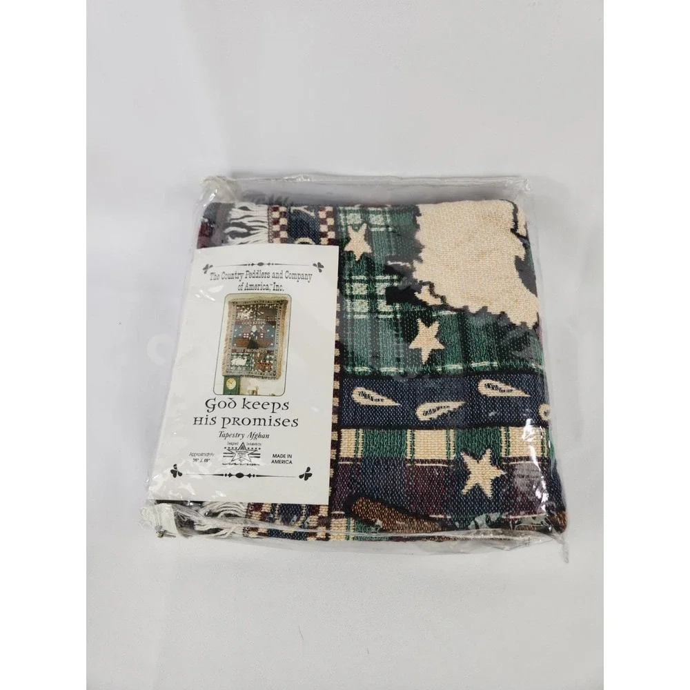 NEW Vintage Noahs Ark God Keeps His Promises Tapestry Fringe Throw Blanket Bible